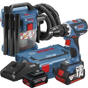 Bosch GSR 18V-EC + GAS 18V-10 L Työkalupaketti + Pölynimuri GAS 18V-10 L