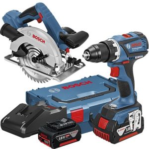 Bosch GSR 18V-EC + GKS 18V-57 Työkalupaketti + Pyörösaha GKS 18V-57