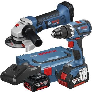 Bosch GSR 18V-EC + GWS 18-125 V-LI Työkalupaketti + Kulmahiomakone GWS 18-125 V-LI