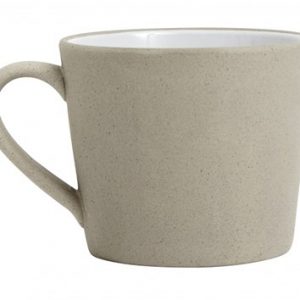 Stoneware muki kahvalla, beige/valkoinen